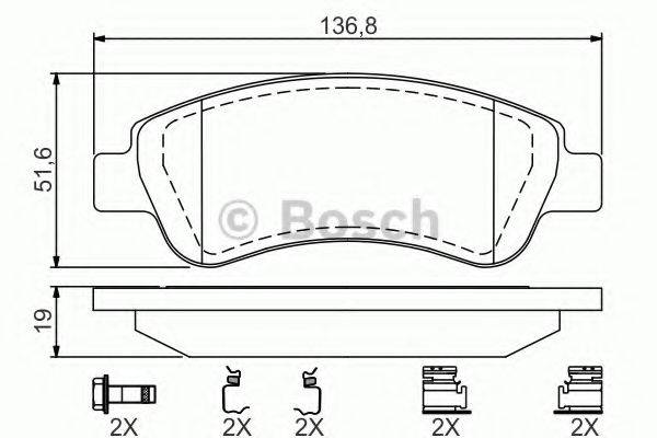 Комплект гальмівних колодок, дискове гальмо BOSCH 0 986 494 623