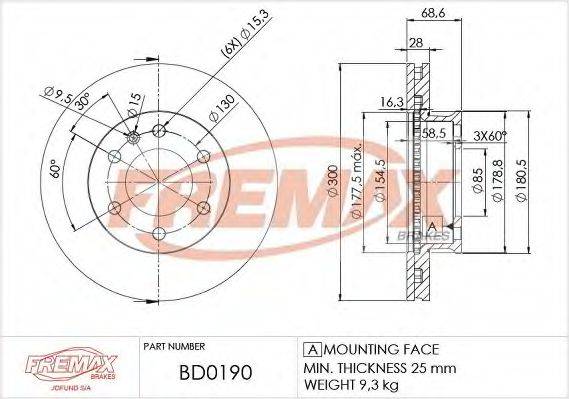 гальмівний диск FREMAX BD-0190