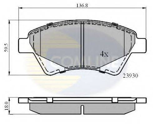 Комплект гальмівних колодок, дискове гальмо COMLINE CBP01160