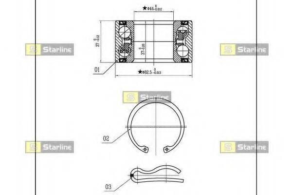 Комплект підшипника ступиці колеса STARLINE LO 03423