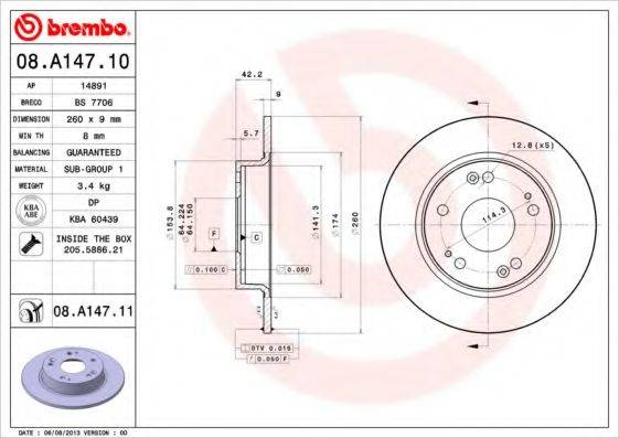 гальмівний диск BREMBO 08.A147.11