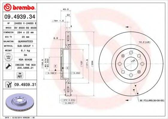 гальмівний диск BREMBO 09.4939.31