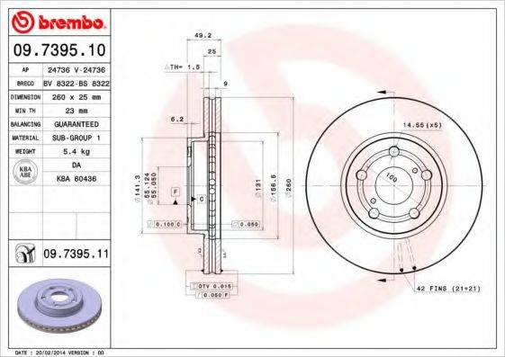 гальмівний диск BREMBO 09.7395.10