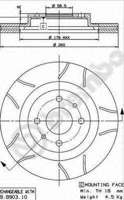 гальмівний диск BREMBO 09.8903.75