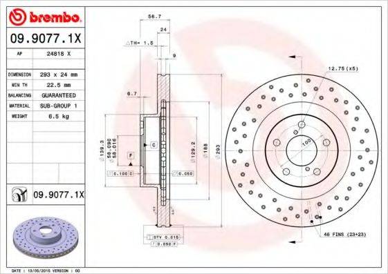 гальмівний диск BREMBO 09.9077.1X