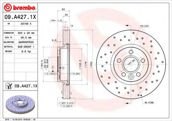 гальмівний диск BREMBO 09.A427.1X