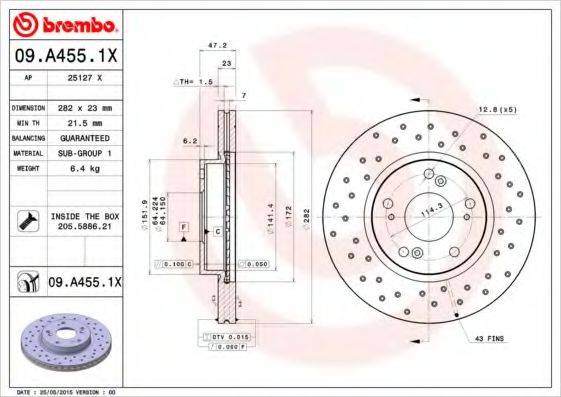 гальмівний диск BREMBO 09.A455.1X