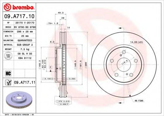 гальмівний диск BREMBO 09.A717.11