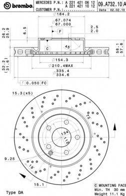 гальмівний диск BREMBO 09.A732.11