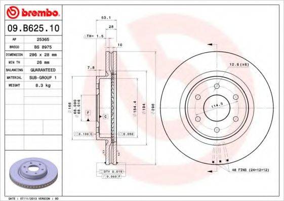 гальмівний диск BREMBO 09.B625.10