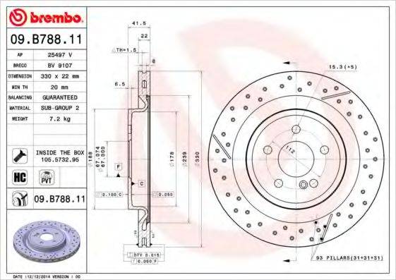 гальмівний диск BREMBO 09.B788.11