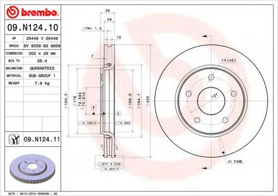 гальмівний диск BREMBO 09.N124.11