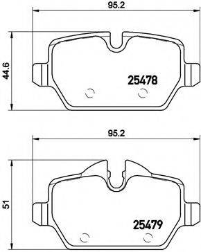 Комплект гальмівних колодок, дискове гальмо BREMBO P 06 080