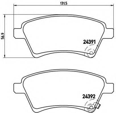 Комплект тормозных колодок, дисковый тормоз BREMBO P 23 105