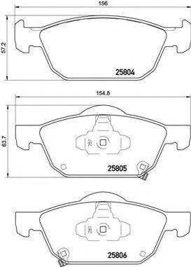 Комплект гальмівних колодок, дискове гальмо BREMBO P 28 076