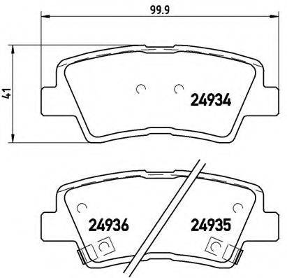 Комплект гальмівних колодок, дискове гальмо BREMBO P 30 047