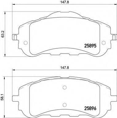 Комплект гальмівних колодок, дискове гальмо BREMBO P 61 120