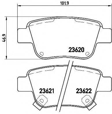 Комплект гальмівних колодок, дискове гальмо BREMBO P 83 047