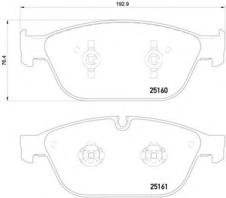 Комплект гальмівних колодок, дискове гальмо BREMBO P 85 128