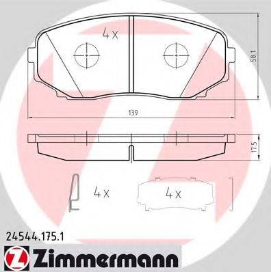 Комплект гальмівних колодок, дискове гальмо ZIMMERMANN 24544.175.1