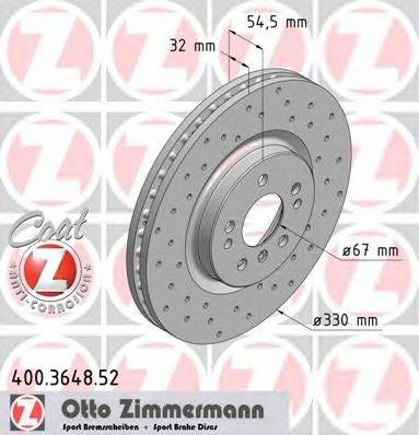 гальмівний диск ZIMMERMANN 400.3648.52