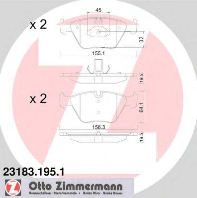 Комплект гальмівних колодок, дискове гальмо ZIMMERMANN 23183.195.1