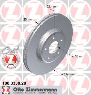 гальмівний диск ZIMMERMANN 100.3330.20