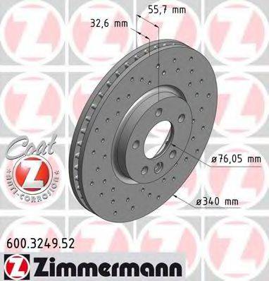 гальмівний диск ZIMMERMANN 600.3249.52