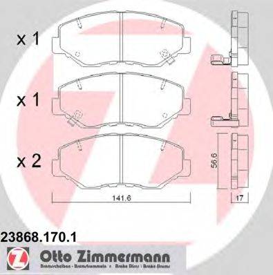 Комплект гальмівних колодок, дискове гальмо ZIMMERMANN 23868.170.1