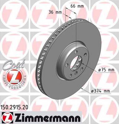 гальмівний диск ZIMMERMANN 150.2915.20