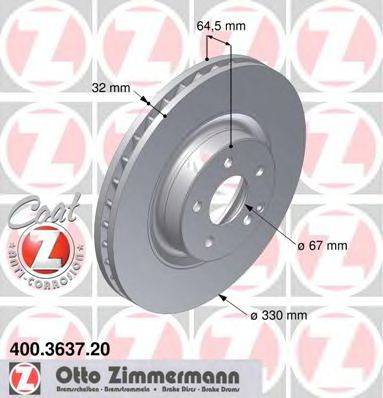 гальмівний диск ZIMMERMANN 400.3637.20