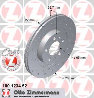 гальмівний диск ZIMMERMANN 100.1234.52