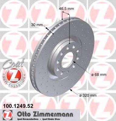 гальмівний диск ZIMMERMANN 100.1249.52