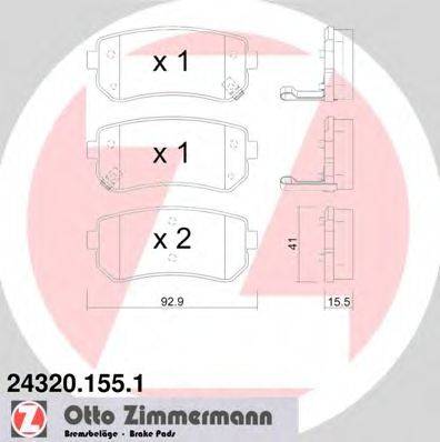 Комплект гальмівних колодок, дискове гальмо ZIMMERMANN 24320.155.1