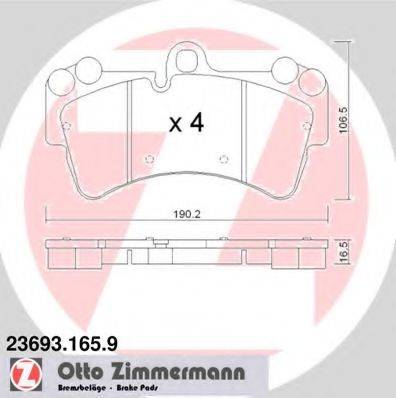 Комплект гальмівних колодок, дискове гальмо ZIMMERMANN 23693.165.9