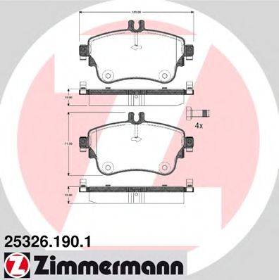 Комплект гальмівних колодок, дискове гальмо ZIMMERMANN 25326.190.1