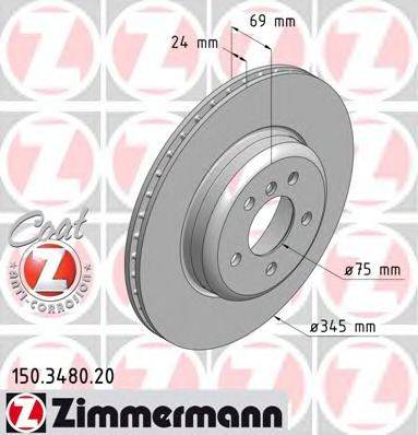 гальмівний диск ZIMMERMANN 150.3480.20