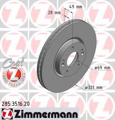 гальмівний диск ZIMMERMANN 285.3516.20