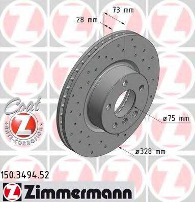 гальмівний диск ZIMMERMANN 150.3494.52