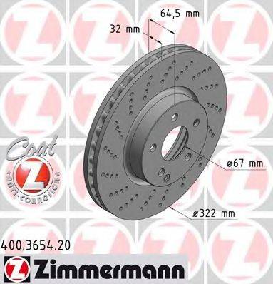 гальмівний диск ZIMMERMANN 400.3654.20